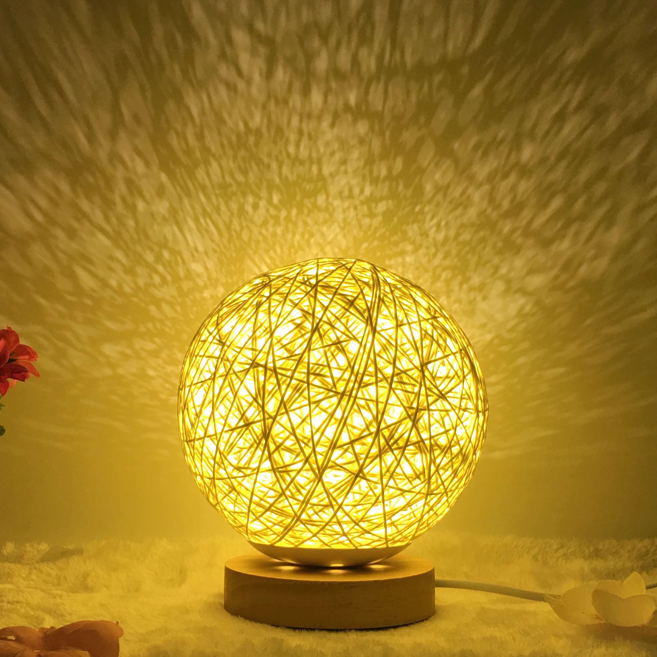 rattan ball table lamp