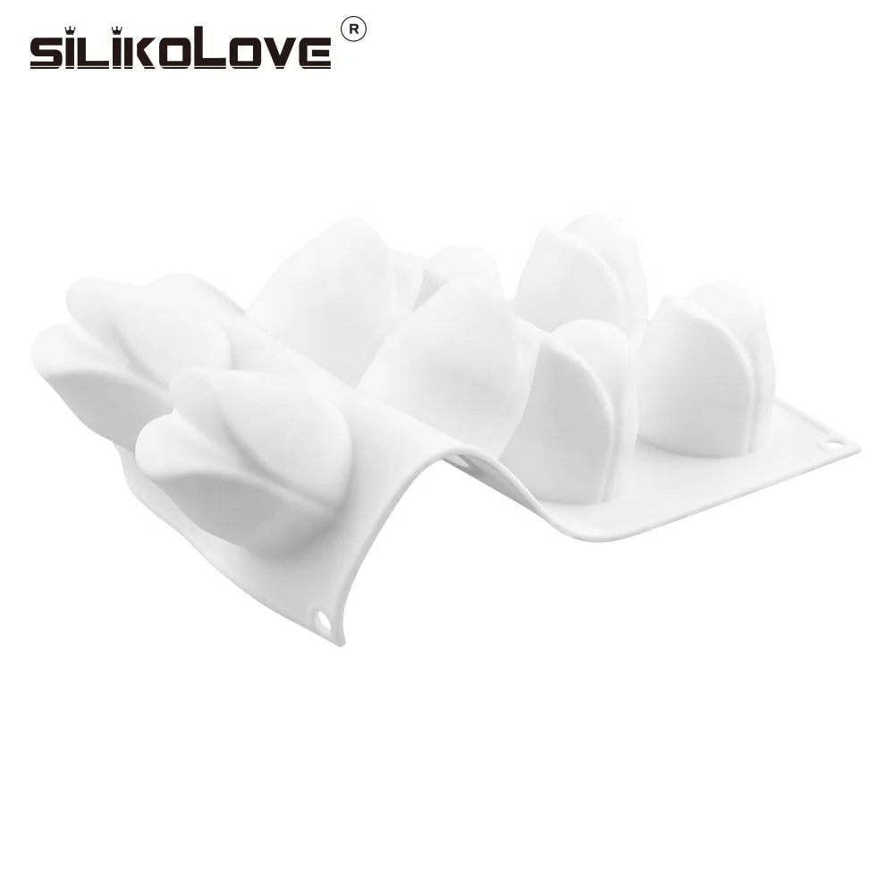 New 8 Cavity Silicone Bud Mousse Dessert Cake Mold with Flower Shape Pastry Tools Moulds Eco-friendly Stocked LFGB