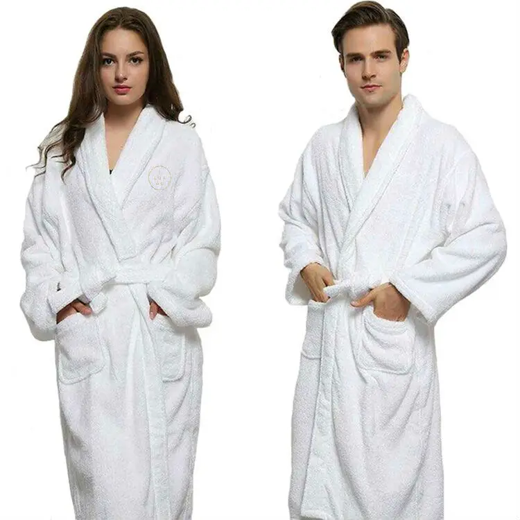 100% organic cotton terry plus size women bathrobe design velour embroidery adult white shawl collar towelling bath robe