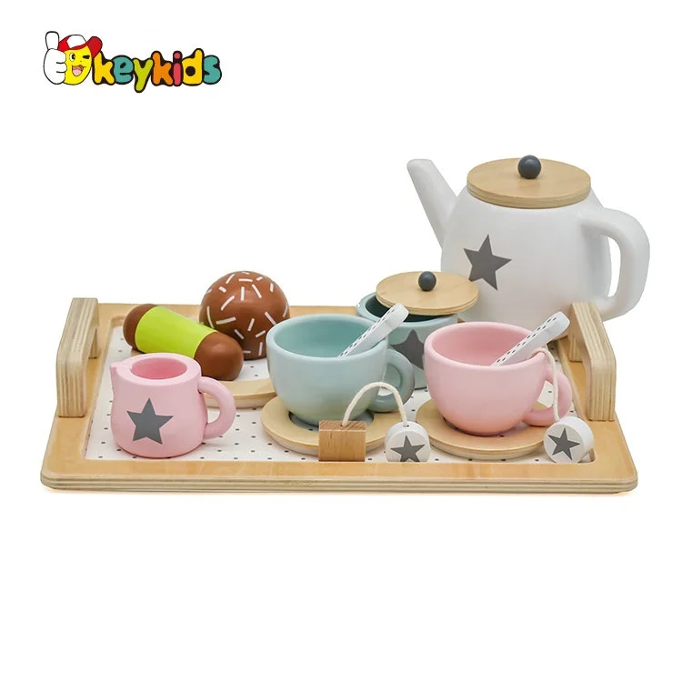 wooden tea set with tray