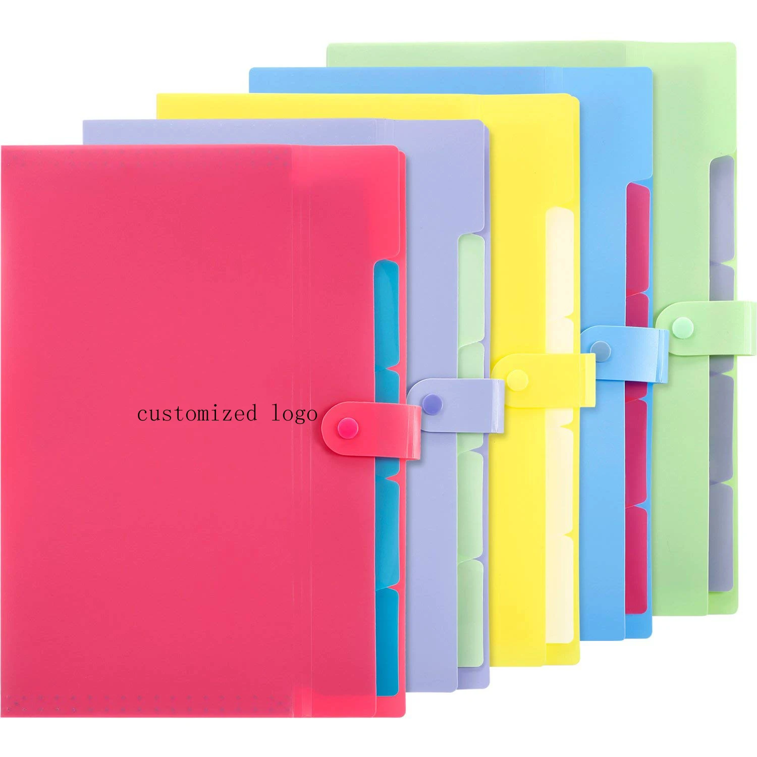 Assorted Colors A4 Letter Size Plastic Accordion File Document Paper Organizer 5 Pockets with Snap Button Closure for Office School EAONE Expanding File Folder 6 Pack 