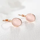 Earrings Fashion Cheap Sterling Silver Pink Natural Gemstone Dangle Huggie Earrings