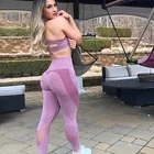 Gray Wear Gray Blue Ombre Gym Yoga Wear Sport Fitness Seamless Legging And Knitted Bra Sweater Set Ropa Interior