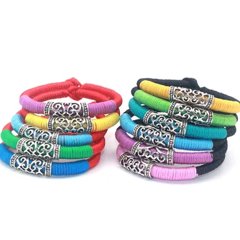 High-grade colorful hand rope bracelet hand-woven rope colorful Dragon Boat Festival couples red rope Tibetan silver zodiac year