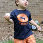 Children Children Kids Clothes Wholesale OEM Children Boys Summer Outfits Boutique Boat Applique Shirts And Short Sets Kids Boy Clothes