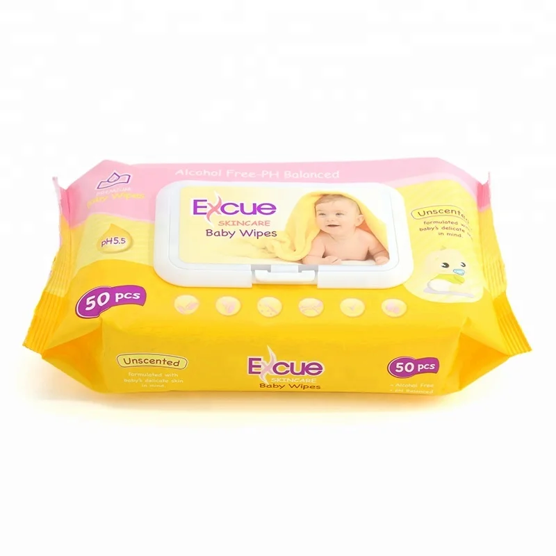 Alcohol free skincare 50pcs baby wet wipes OEM wholesale  with competitive disinfection disposable towel wipe for baby