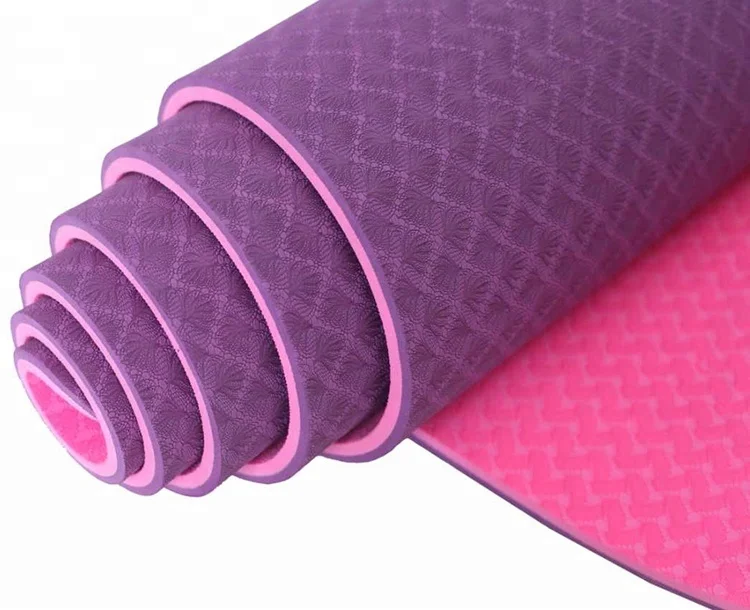 Extra Grip Yoga Mat  Non Slip  6mm TPE Eco Friendly With guidelines and logo 