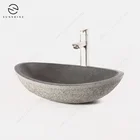 Artistic Outdoor Stone Sink Artistic Counter Top Stone Wash Basin Vessel Sink For Outdoor