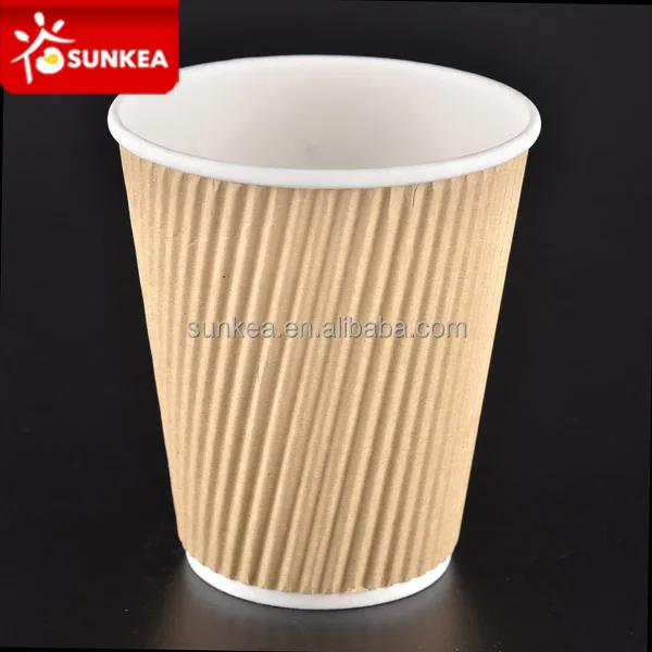 SUNKEA Customized printed brown ripple paper cups, Disposable ripple paper cup