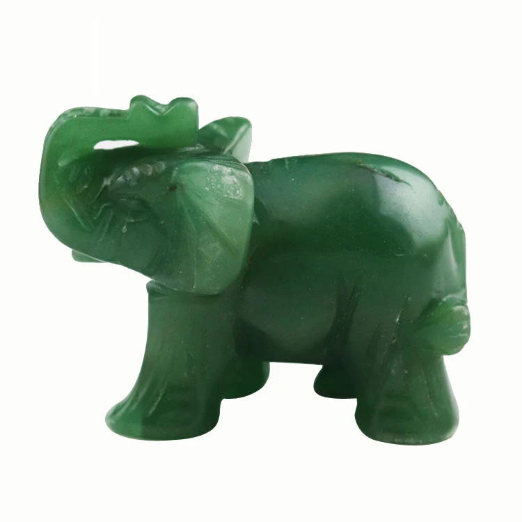 Chinese Green jade Carved Elephant Small statue 