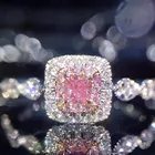 Ring Wedding Luxury Custom Princess Cut Pink Diamond Ring For Girls Women Cubic Zircon Engagement Wedding Ring