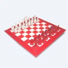 Chess Chess Set Custom Wholesale PU Leather Chessboard 15*15cm Chess Game Set