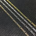 Chain Necklace Faceted Cutting Figaro Chain Brass Based 2.0mm Wide Figaro Chain Necklace
