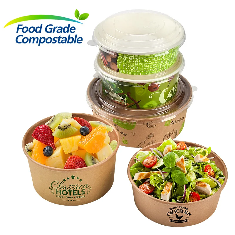 147-1 100 Salad Boxes Showcase with High Lid Salad to Go Salad Bowl 800 ML 