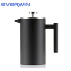 Coffee Maker French Press Coffee Maker 34 Oz Black Matt Painting Double Wall Stainless Steel French Press Coffee Maker