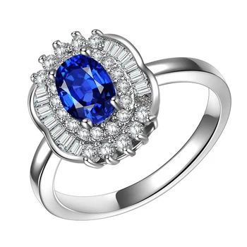 CAOSHI 925 Silver Ring Oval Cut Promise Rings Personalized Jewelry Blue Stone High Quality Jewelry