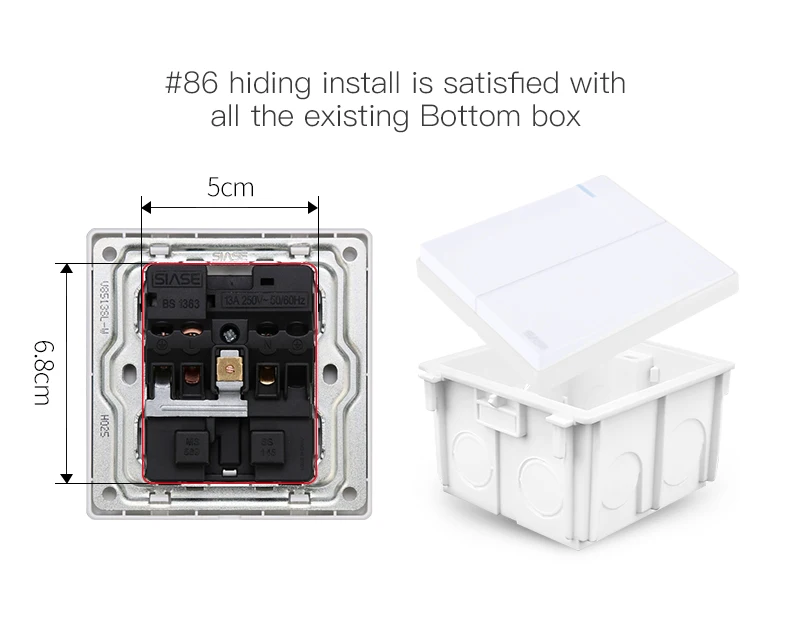IEC BS AC power 10A 3 gang electric switches for home