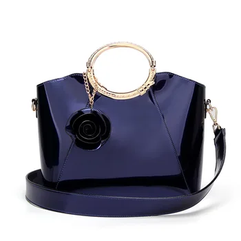 Female messenger bag creative new shell style black patent leather sequins portable bridal handbags