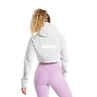 Front Zip Up Long Sleeve Custom Embroidered Crop Top Hoodie Woman Pullover Cropped Sweatshirt Hoodies For Women