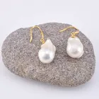 Pearl Earrings Large Baroque Pearl Earrings Big Flameball Pearl Earrings White Pearl Earrings