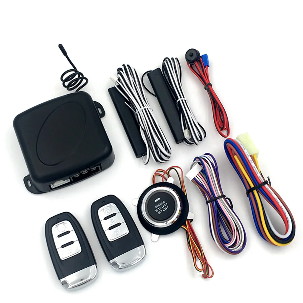 1-Way Car Security Alarm System with Passive Keyless Entry Remote Engine Start Push Button Star