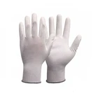 Knitted Gloves Dipped Glove 13 G White Polyester Knitted PU Dipped Safety Gloves