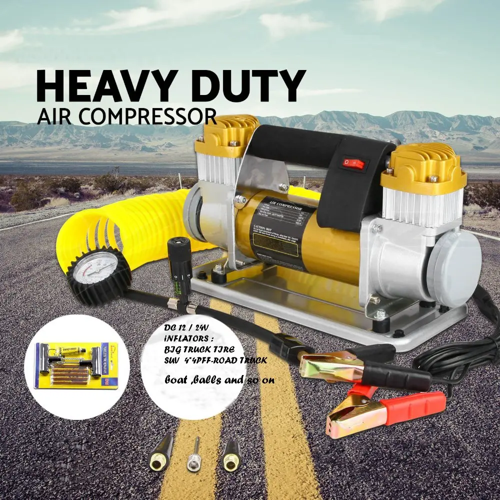 Heavy Duty 200PSI Car Truck Air Pump Tire Inflator Air Compressor Portable 24V 