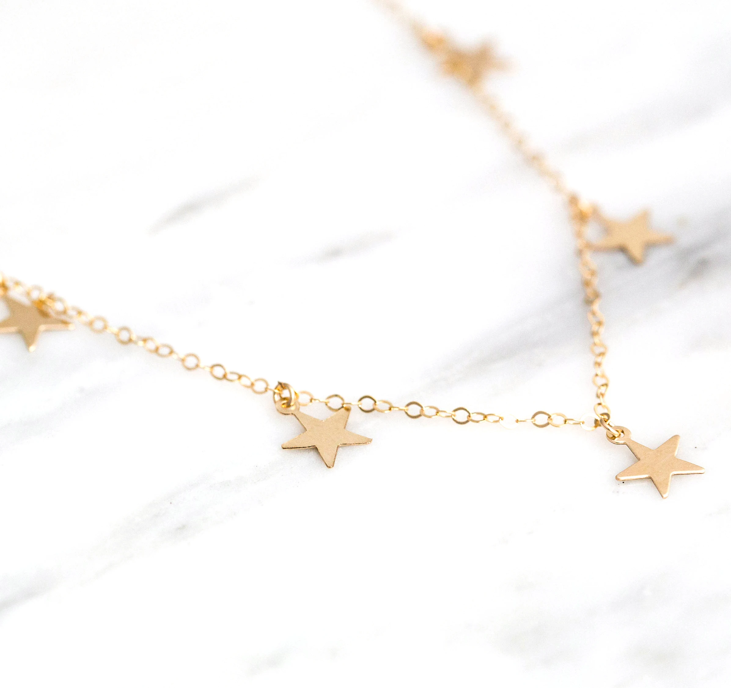 Dainty Star Choker Necklace Sterling 