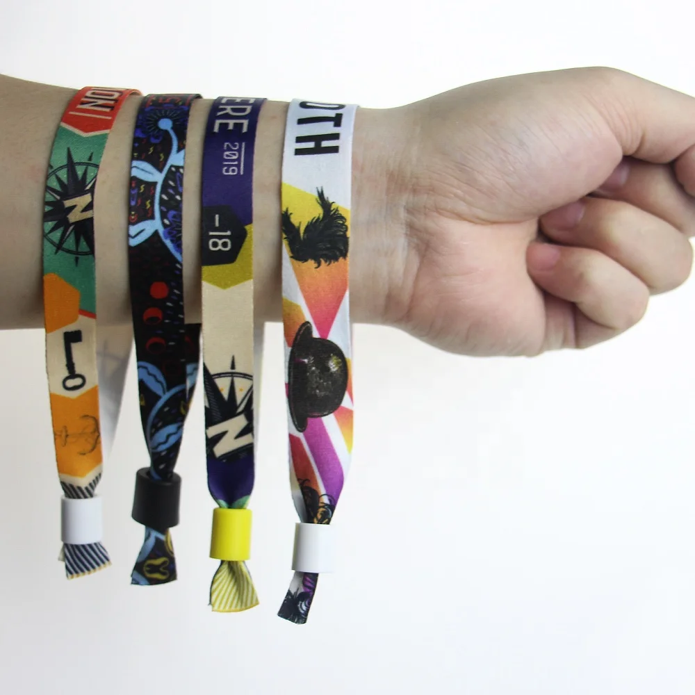 Wholesale Promotion Custom Advertising Fabric Wristband festival with Barrel Lock