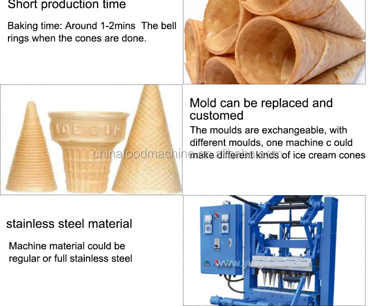 Ice Cream Waffle Cone Wafer Biscuit Machine Ice Cream Cone Baking Machine factory