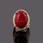 Golden Gothic Design Men's Alloy Fashion Biker Big Red Turquoise Stone Punk Style Ring