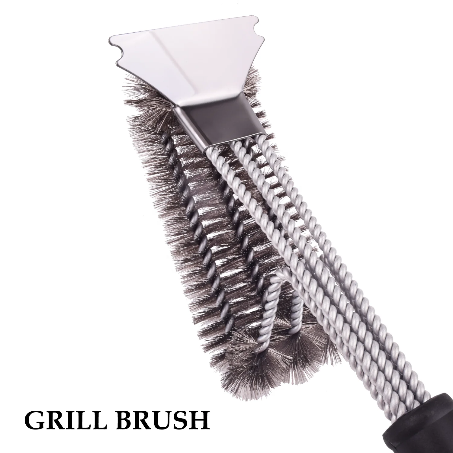 21-Inch 3-Sided Steel Wire Grill Brush Barbecue Cleaning Scraper Tool 53x17x3cm 