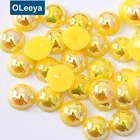 Citrine Pearl Factory Price Over 50 Colors Shiny Citrine AB Loose ABS Plastic Half Round Pearl Beads For Women Dressing