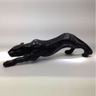 HandMade Liuli Crystal Crafts Lifelike Black Leopard For Home Art Furnishing Articles.