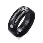 Ring Rings Stylish Black 100% Titanium Ring Men 8MM Unique Male Rings