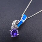 Tanzanite Fire Opal Necklace 925 Sterling Silver Blue Fire Opal With Tanzanite Pendant Necklace