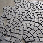 Cobblestone Basalt Easy Tile Natural Black Basalt Granite Outdoor Fan Shaped Mesh Cobblestone Pavers