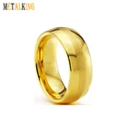 Ring Gold Ring Tungsten Wedding Band Ring 8mm For Men Women Comfort Fit 18K Gold Plated Dome Brushed Polished