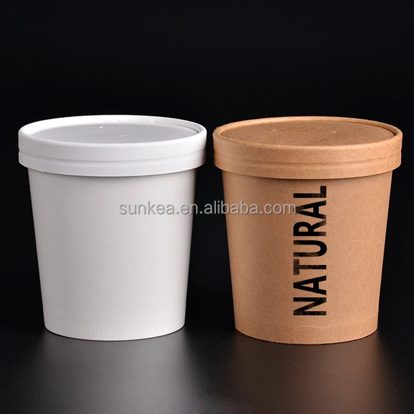 Customized printing PE coated paper soup cup with lids