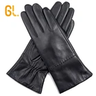 Skin Leather Gloves Sheepskin Gloves Ladies Black Patent Skin Tight Genuine Sheepskin Driving Leather Gloves