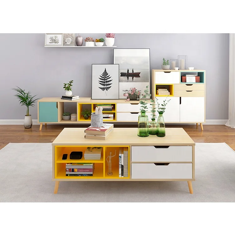 Living Room Furniture TV Table Home Furniture popular Space Saving Storage tv stand unit table sets
