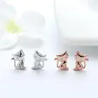 Stud Earing RINNTIN SE107 Hot Sale Jewelies Sterling Silver 925 Cat Shape Cute 2 Colors Stud Earing For Woman