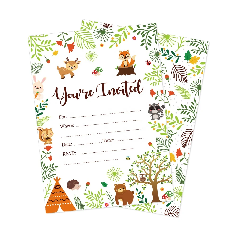 Zz011 Woodland Animal Party Invitation Paper Card,Forest Background With  Kinds Of Animals - Buy Animal Party Card,Animal Theme Party,Animal Party  Product on 