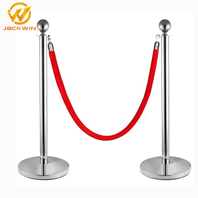 Blue Queue Rope Barrier Velvet Rope Crowd Control with Silver Ends 1.5m 