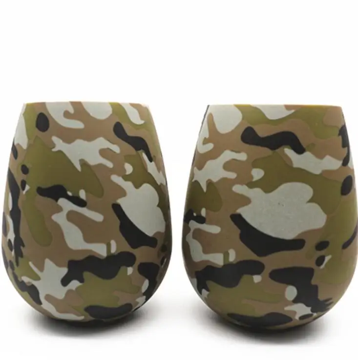 O202 Wine Glasses Beer Whiskey Tumbler Collapsible Stemless Outdoor Reusable Camo Silicone Cup Mug