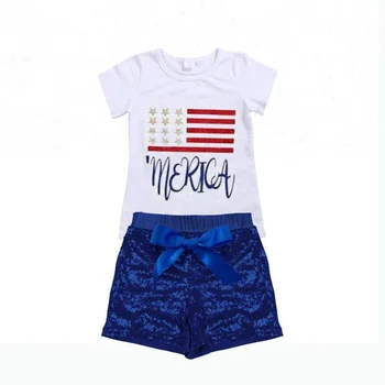 Nice Girl Clothing for Independence Day with American Flag Baby Girl Clothes 4th of July Outfit Patriotic