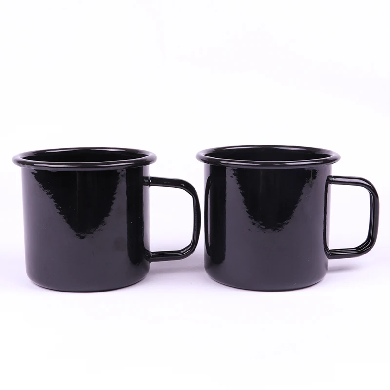 Unionpromo High Quality 9cm size 0.6mm thickness Black enamel mug custom logo