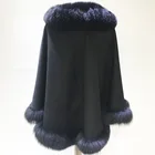Coat Woolen Fur Collar 2018 European Style Fox Women's Cloak Coat Soft Thick Woolen Fur Collar Cashmere Cape