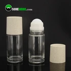 Bottle 50ml Plastic Bottles 50ml Cylinder Deodorant Glass Roll On Bottle With Biodegradable Corn/starch Cap 1.67oz Roll On Glass Bottle With Plastic Cap