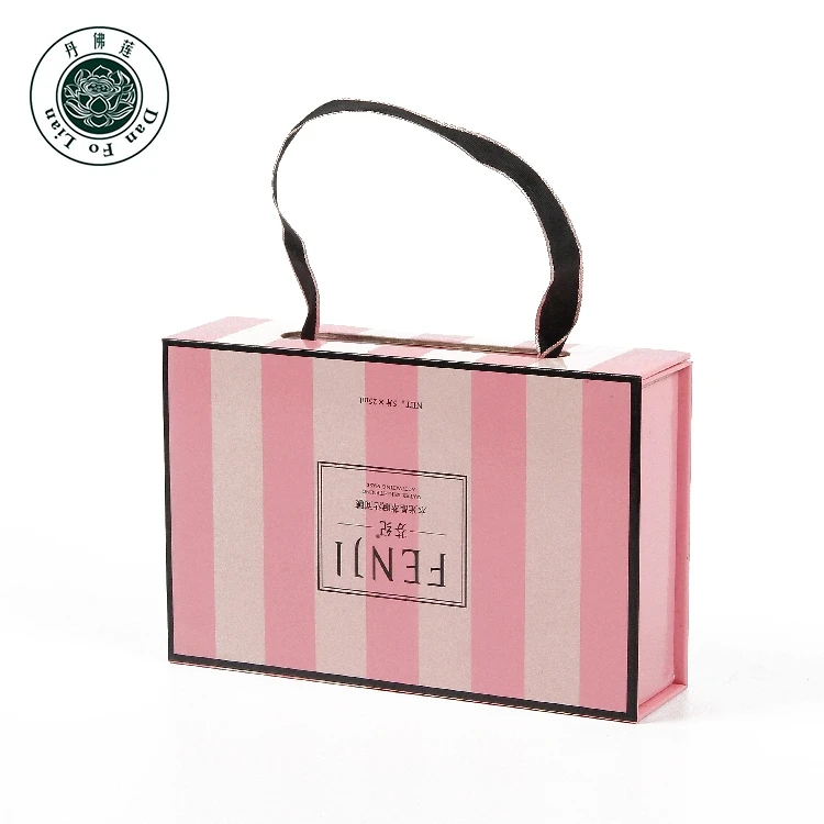 ribbon closure packing boxes with handles luxury gift packaging